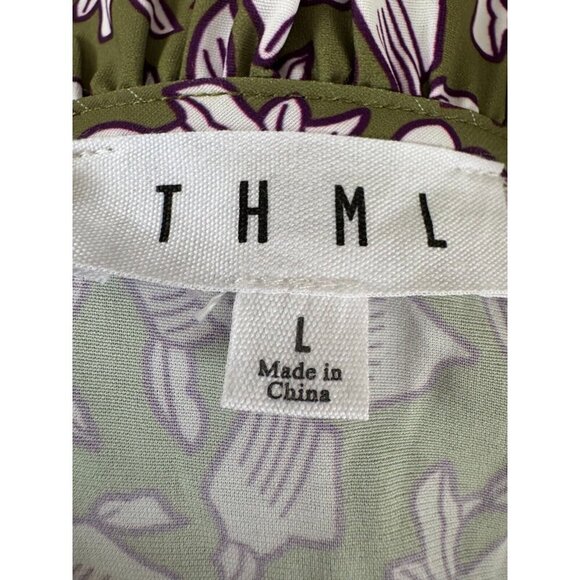 THML Floral Blouse in Olive and Lavender - Picture 5 of 7